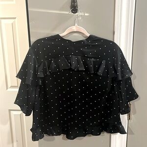 Polka Dot Ruffle Party Top Caplet